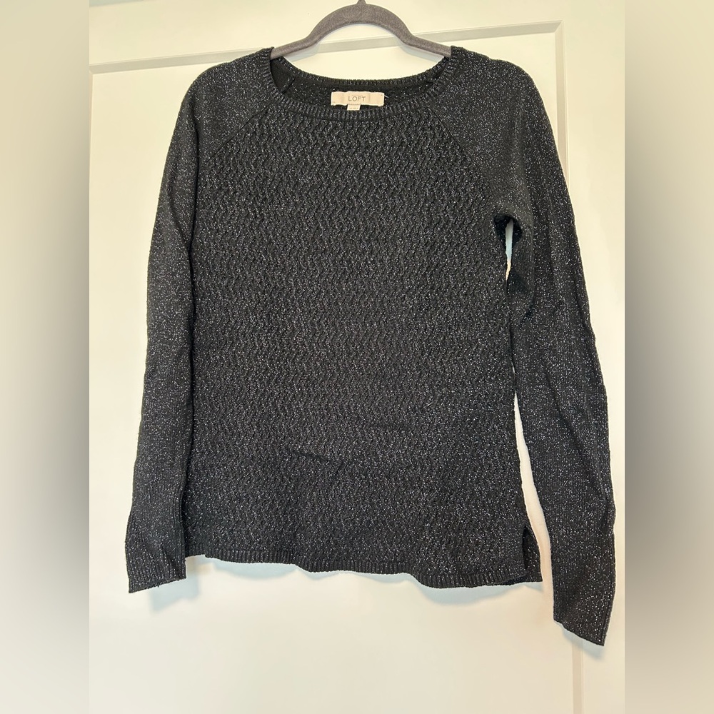 Loft Black Sparkly Knit Sweater